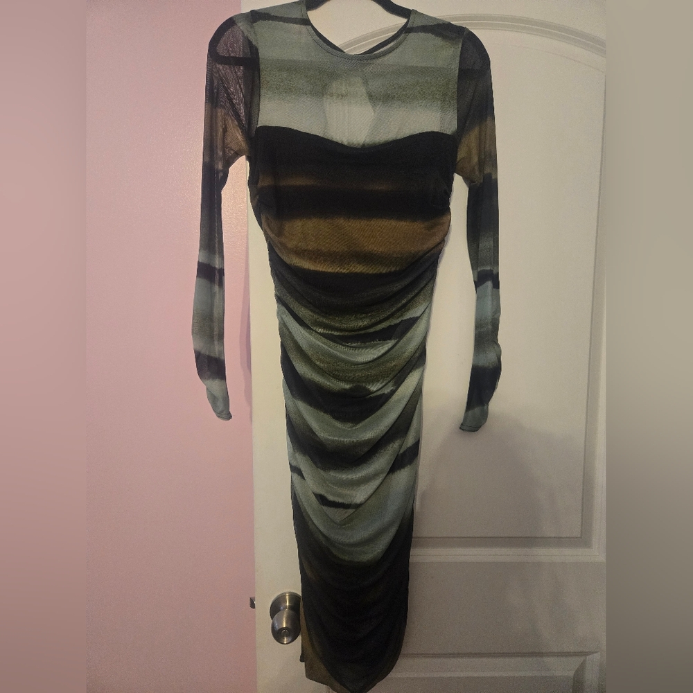 Elegant Long Sleeve Multicolor Dress